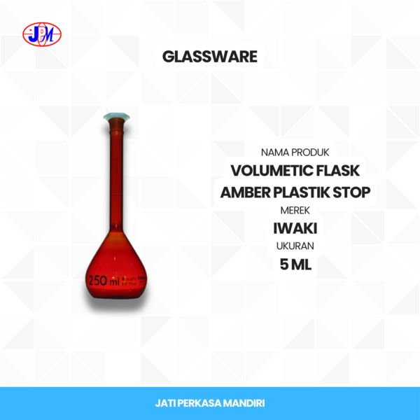  Iwaki - Volumetric Flask Amber Plastic Stop  - Gambar 2