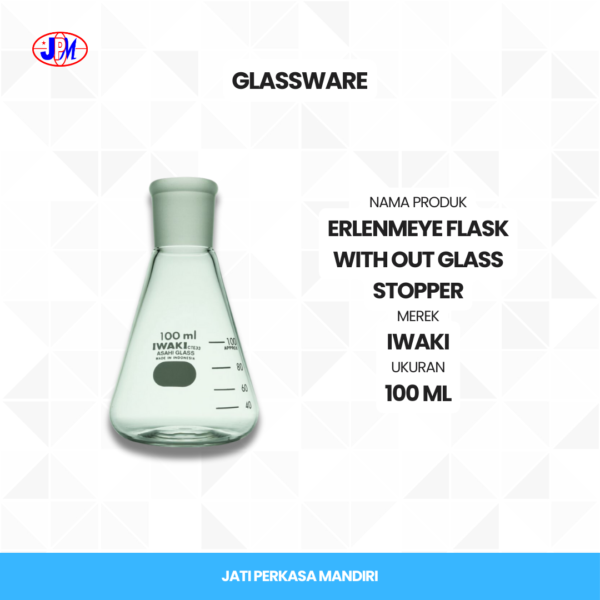  Iwaki - Erlenmeyer Flask Without Glass Stopper  - Gambar 5