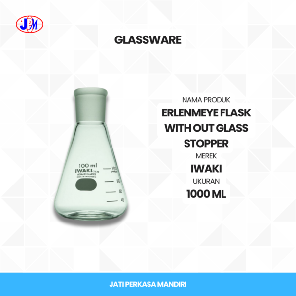  Iwaki - Erlenmeyer Flask Without Glass Stopper  - Gambar 2