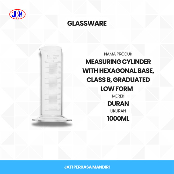  Duran - Measuring Cylinder with Hexagonal Base, Class B, Graduated Low Form  - Gambar 2