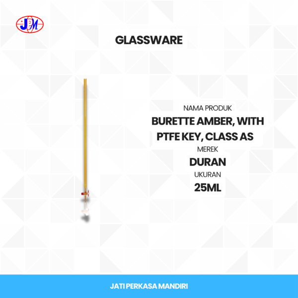  Duran - Burette Amber, with PTFE key, class AS  - Gambar 2